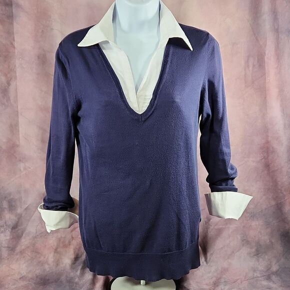 🐞Gap Blue Superfine Lightweight Vneck Sweater Medium - Picture 2 of 11